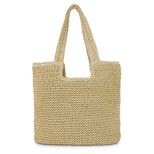 G4ZS5Z0G1 Stroh-Strand-Tragetasche: Große Sommer-Boho-gewebte Taschen – Rattan-Handtaschen für Damen, beige, Einheitsgröße G4ZS5Z0G1 Stroh-Strand-Tragetasche: Große Sommer-Boho-gewebte Taschen – Rattan-Handtaschen für Damen, beige, Einheitsgröße von G4ZS5Z0G1