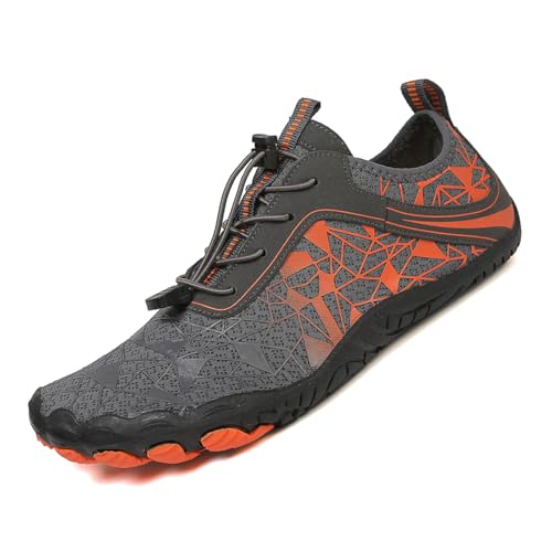Grounded Barfußschuhe Schuhe für Damen Herren Bequeme Atmungsaktive Wasserschuhe Rutschfeste Strand Outdoor Running Sneakers, 8505 Grau, 41 1/3 EU von G4ZS5Z0G1