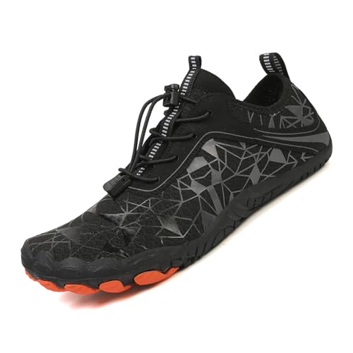 Grounded Barfußschuhe Schuhe für Damen Herren Bequeme Atmungsaktive Wasserschuhe Rutschfeste Strand Outdoor Running Sneakers, 8505 Schwarz, 42.5 EU von G4ZS5Z0G1