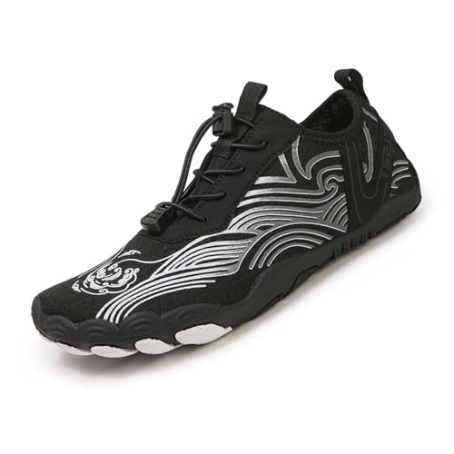 Grounded Barfußschuhe Schuhe für Damen Herren Bequeme Atmungsaktive Wasserschuhe Rutschfeste Strand Outdoor Running Sneakers, A05 Black, 45 1/3 EU von G4ZS5Z0G1