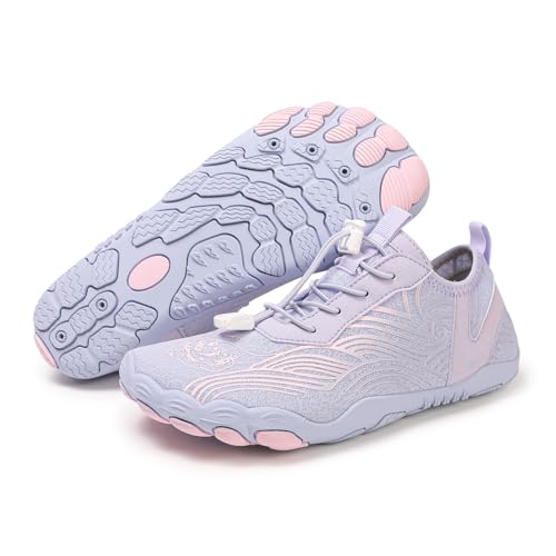 Grounded Barfußschuhe Schuhe für Damen Herren Bequeme Atmungsaktive Wasserschuhe Rutschfeste Strand Outdoor Running Sneakers, A05 Purple, 45 1/3 EU von G4ZS5Z0G1