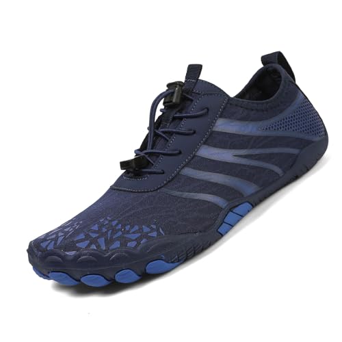 Grounded Barfußschuhe Schuhe für Damen Herren Bequeme Atmungsaktive Wasserschuhe Rutschfeste Strand Outdoor Running Sneakers, A826 Blau, 45 1/3 EU von G4ZS5Z0G1