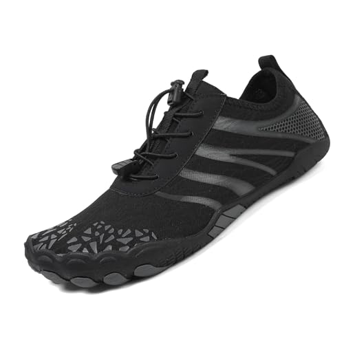 Grounded Barfußschuhe Schuhe für Damen Herren Bequeme Atmungsaktive Wasserschuhe Rutschfeste Strand Outdoor Running Sneakers, A826 Schwarz, 43.5 EU von G4ZS5Z0G1