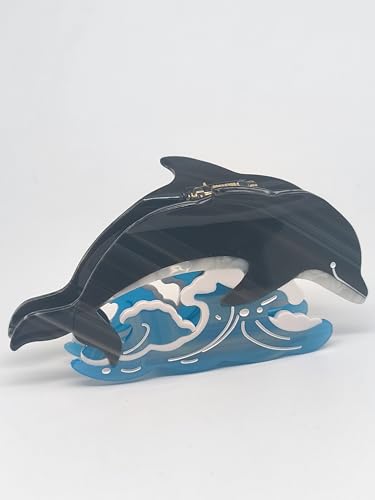 Lustige Haarspange in Delfinform, Acetat, niedliches Haar-Accessoire, große Klauen-Haarspangen für Damen, Delfin-Schwarz von G4ZS5Z0G1