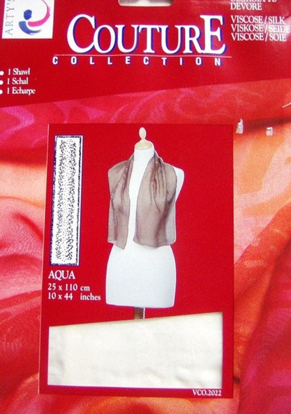 1941 Aqua - Georgette-Dévoré-Schal Ca.25x110 Originalverpackt von GABIKII