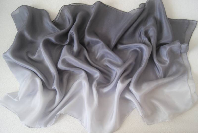 streifen-Seidenschal | Ca.45x180cm Oder Seidentuch | Ca.90x90cm in 3 Grautönen - 100% Seide von GABIKII