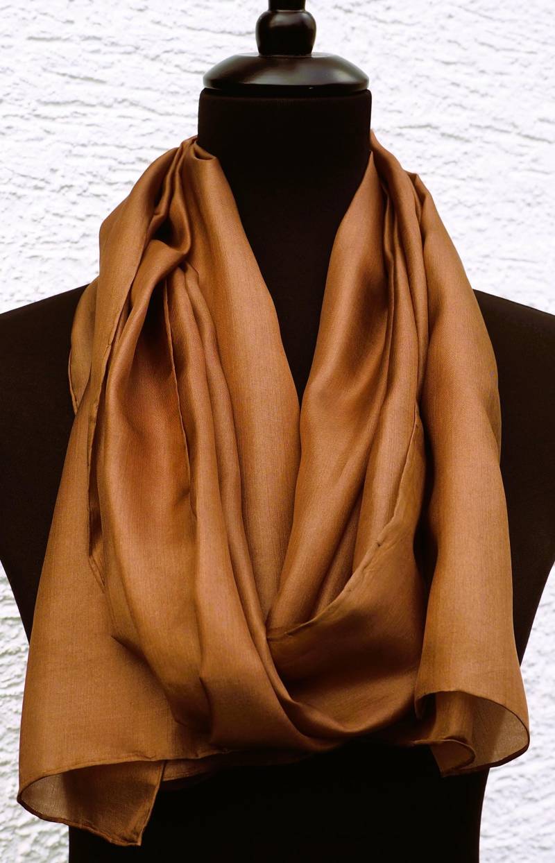 957 Seidenschal - Rehbraun Ca.45x180cm 100% Pongé5-Seide von GABIKII