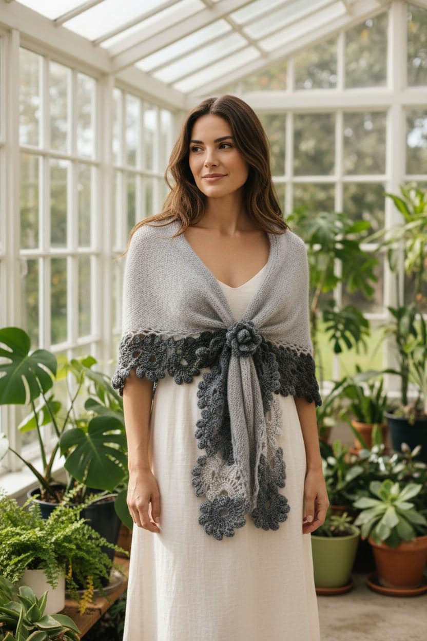 Gray Wedding Shawl, Bridal Stole, Crochet Hand Knit Capelet, Bridesmaid Black Shawl Gray Wedding Shawl, Bridal Stole, Crochet Hand Knit Capelet, Bridesmaid Black Shawl von GABRIELAFAUR