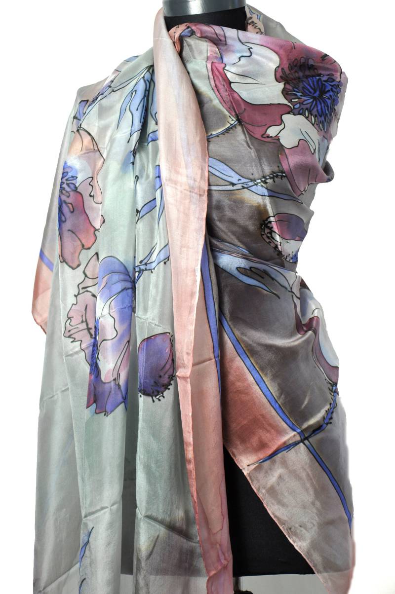 Handbemalter Seidenschal Langer Sommerschal von GABYGA