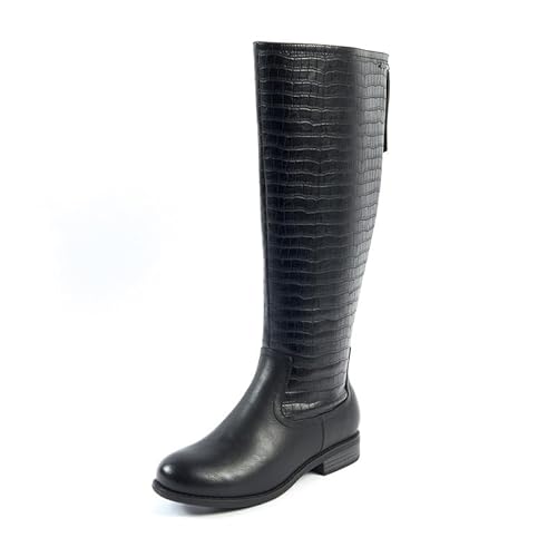 GABYLOU Bottes mollets larges VARIO XL/2XL -Modele Guiomar Croco, Black, 37 von GABYLOU