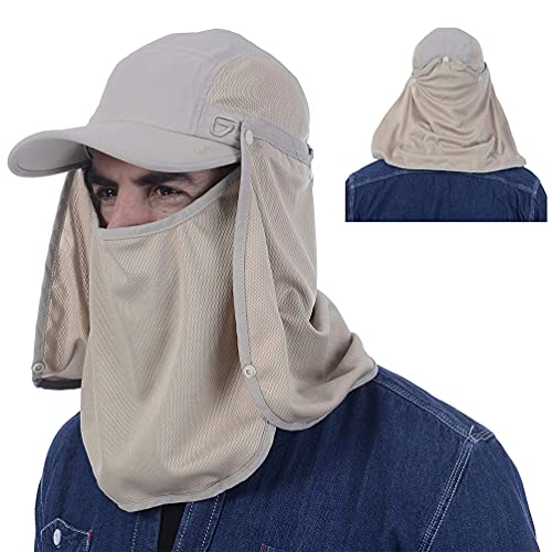 Fishing Hat Summer UPF 50 UV Protection Outdoor Hiking Jungle Mountain Sun Mens Quick Dry Baseball Cap Face Neck Cover Flap Waterproof Breathable caps Flap Hats for Men Women New Unisex Autumn Khaki von GADIEMKENSD