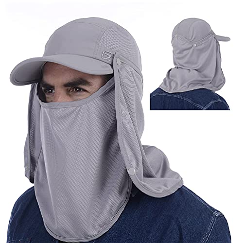 Fishing Hat Summer UPF 50 UV Protection Outdoor Hiking Jungle Mountain Sun Mens Quick Dry Baseball Cap Face Neck Cover Flap Waterproof Breathable caps Flap Hats for Men Women New Unisex New Light Gray von GADIEMKENSD
