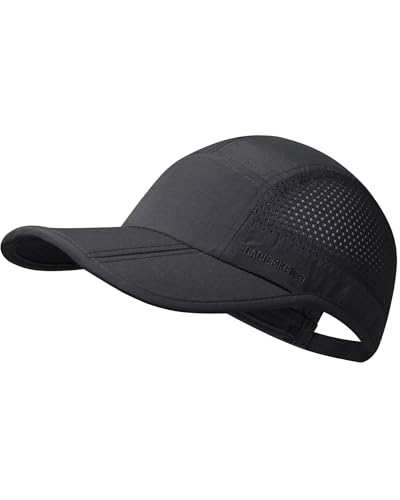 Folding Running Man Hat,Visors Sport Cap Summer Mesh Quick-Drying Hat Women Baseball Cap Hiking Breathable Waterproof Trucker Hat with 3.54in Brim 19-24in Adjustable Unisex Hat 63g Black QU19 von GADIEMKENSD