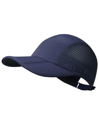 Folding Running Man Hat,Visors Sport Cap Summer Mesh Women Baseball Cap Hiking Breathable Waterproof Trucker Hat Quick-Drying Hat with 3.54in Brim 19-24in Adjustable Unisex Hat 63g Navy TG33 von GADIEMKENSD