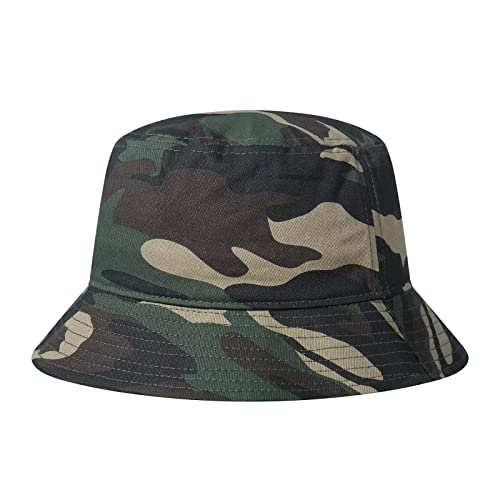 GADIEMKENSD Cotton Bucket Hat for Women Summer Beach Sun Protection Bucket Hats for Men Trendy Lightweight Packable Outdoor Travel Hat for Golf Hiking Fishing Camping Camo Army Green von GADIEMKENSD