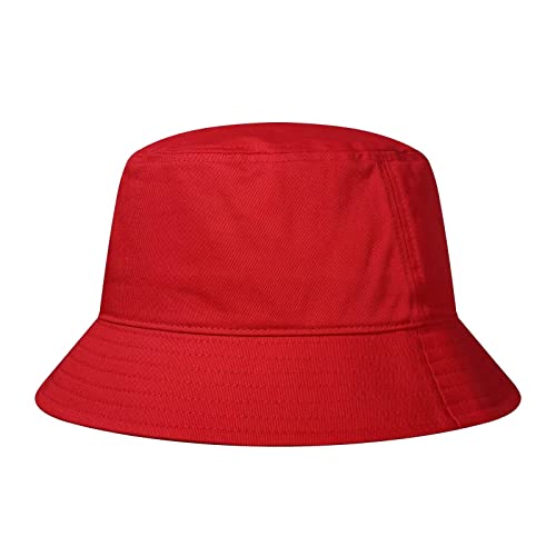 GADIEMKENSD Cotton Bucket Hat for Women Summer Beach Sun Protection Bucket Hats for Men Trendy Lightweight Packable Outdoor Travel Hat for Golf Hiking Fishing Camping Red von GADIEMKENSD