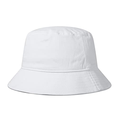 GADIEMKENSD Cotton Bucket Hat for Women Summer Beach Sun Protection Bucket Hats for Men Trendy Portable Outdoor Travel Hat for Golf Hiking Fishing Camping White von GADIEMKENSD