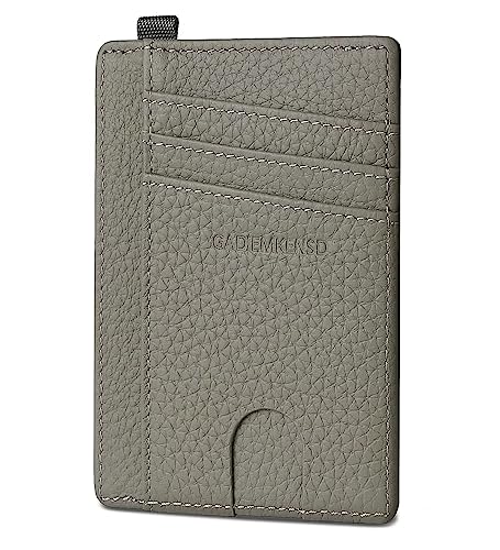 GADIEMKENSD Credit Card Holder RFID Blocking Genuine Leather Slim Card Wallet Compact Size Card Cases for Women Men Keychain Wallet Purse with D-Shackle Llaveros De Hombre ID Exemption Card Set Grey von GADIEMKENSD