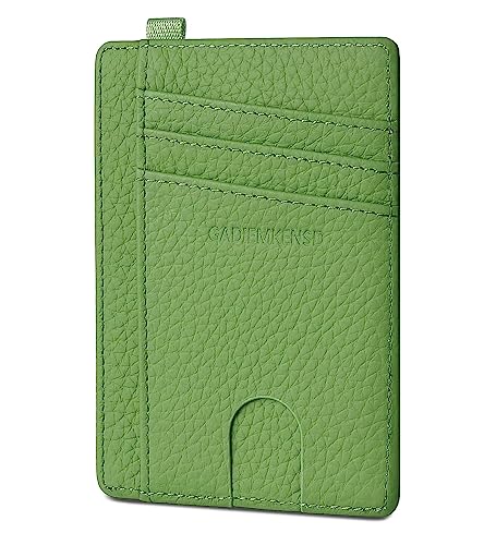 GADIEMKENSD Credit Card Holder RFID Blocking Genuine Leather Slim Card Wallet Compact Size Card Cases for Women Men Keychain Wallet with D Shackle Llaveros De Hombre Exemption Card Set Apple Green von GADIEMKENSD