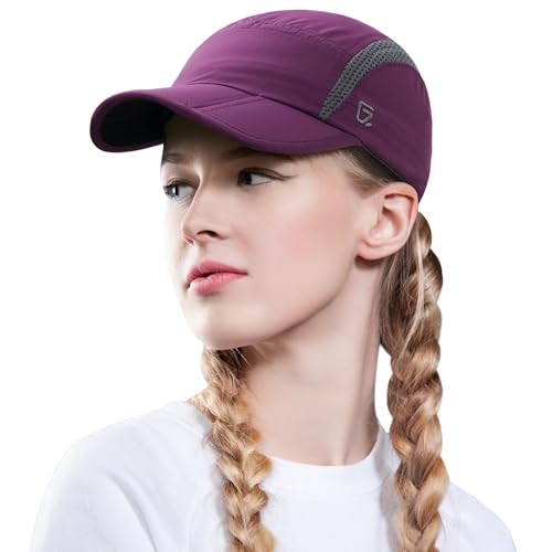 GADIEMKENSD Foldable Tech Running Hat for Women Cooling Ponytail Hats Light Quick Dry Baseball Caps Ultra-Thin Unstructured Gorras para Mujer Fitted for Beach Tennis Travel Hiking Golf Dark Purple von GADIEMKENSD