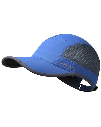 GADIEMKENSD Folding Running Man Hat,Visors Sport Cap Summer Mesh Quick-Drying Hat Women Baseball Cap Hiking Breathable Waterproof Trucker Hat Unisex Blue von GADIEMKENSD