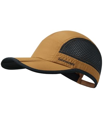 GADIEMKENSD Folding Running Man Hat,Visors Sport Cap Summer Mesh Quick-Drying Hat Women Baseball Cap Hiking Breathable Waterproof Trucker Hat with 3.54in Brim 19-24in Adjustable Unisex Hat 63g Camel von GADIEMKENSD