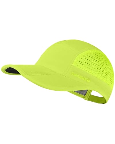 GADIEMKENSD Folding Running Men Hat Long Brim Golf Hats Quick Dry Baseball Caps Unstructured Breathable Light Cooling Cap Adjustable Trucker Hat for Outdoor Sport Hiking Workout Gym Fluorescent Green von GADIEMKENSD