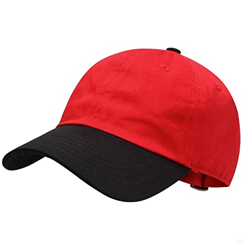 GADIEMKENSD Kids Plain Baseball Cap Unconstructed Fitted Toddler Sun Hat Washed Cotton Kids Baseball Hat Beach Camping Golf Travel for Boys Girls 7-12 Years Red/Black von GADIEMKENSD