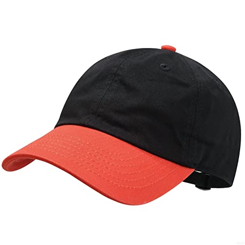 GADIEMKENSD Kids Plain Baseball Cap Unconstructed Fitted Toddler Sun Hat Washed Cotton Kids Baseball Hat Beach Camping Golf Travel for Girls Boys 3-7 Years Black/Spicy Orange von GADIEMKENSD