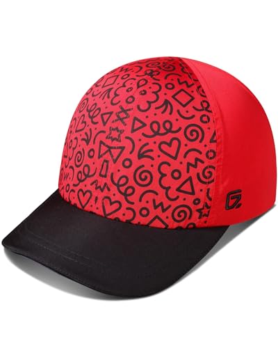 GADIEMKENSD Kinder Muster Baseballmütze, Baby Baseballkappe, Baby Mütze Sonnenhut, Kappe Snapback, Kleinkind Sonnenhüte für Jungen Mädchen Golf Cap Sport Mütze Anti-UV Sommerhut, Rot-schwarz von GADIEMKENSD