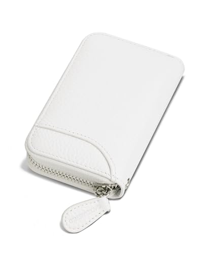 GADIEMKENSD Kreditkartenetui Kartenetui Damen RFID Schutz Leder Portemonnaie Karten Etui Herren Kreditkartenhülle Bankkarten Schutzhülle 14 Fächer Kartenetui Reißverschlussetui Geldbörse weiß von GADIEMKENSD