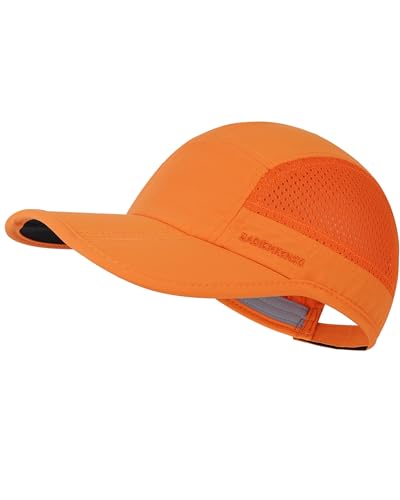 GADIEMKENSD Men Folding Running Hats Long Brim Golf Hat Dry Fit Ball Caps Unstructured Breathable Lightweight SPF 50 Cooling Cap for Outdoor Sport Hiking Workout Gym Tennis Orange von GADIEMKENSD