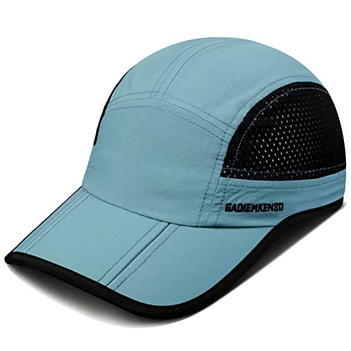 GADIEMKENSD Mens Folding Running Hat Long Brim Golf Hats Quick Dry Baseball Caps Unstructured Breathable Light UPF 50 Cooling Cap for Outdoor Sport Hiking Workout Gym Tennis Travel Sky Blue von GADIEMKENSD