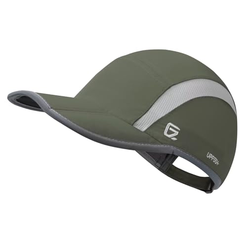 GADIEMKENSD Quick Dry Sports Hat Folding Series Lightweight Breathable Soft Outdoor Run Cap (Reflective, Army Green) von GADIEMKENSD