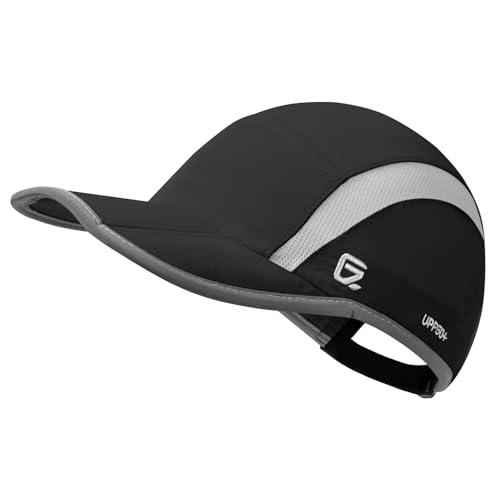 GADIEMKENSD Quick Dry Sports Hat Folding Series Lightweight Breathable Soft Outdoor Run Cap (Reflective, Deep Black) von GADIEMKENSD