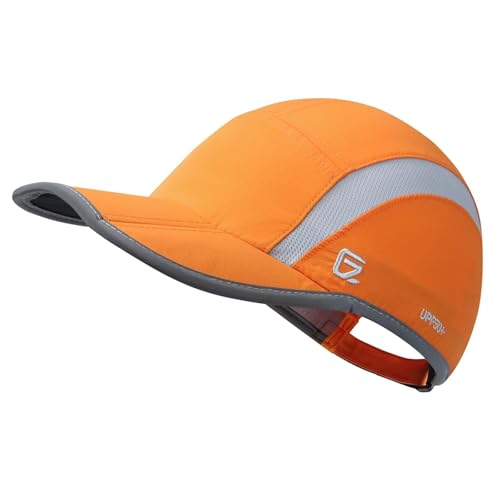 GADIEMKENSD Quick Dry Sports Hat Folding Series Lightweight Breathable Soft Outdoor Run Cap (Reflective, Middle Orange) von GADIEMKENSD