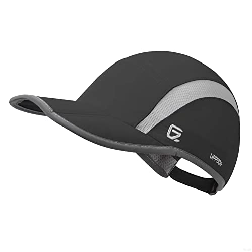 GADIEMKENSD Quick Dry Sports Hat Lightweight Breathable Soft Outdoor Run Cap (Folding Series, Black) von GADIEMKENSD