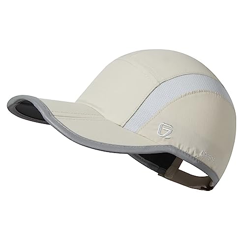 GADIEMKENSD Quick Dry Sports Hat Lightweight Breathable Soft Outdoor Run Cap (Folding Series, Khaki) von GADIEMKENSD
