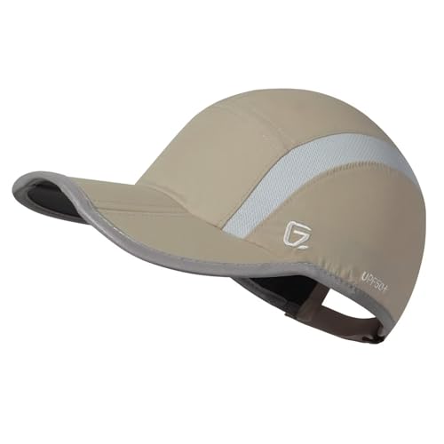 GADIEMKENSD Quick Dry Sports Hat Lightweight Breathable Soft Outdoor Run Cap (Folding Series, Khaki) von GADIEMKENSD