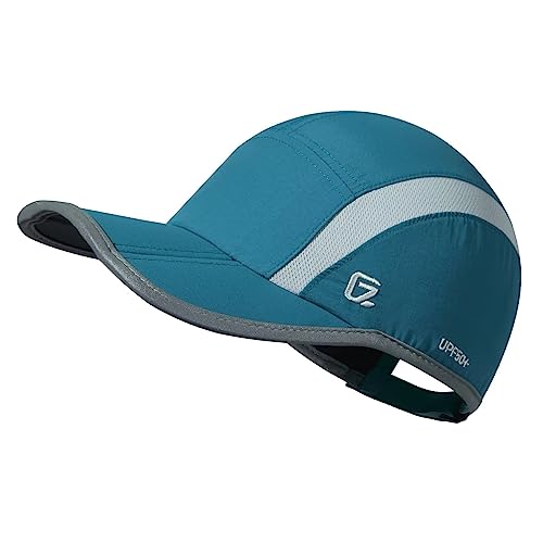 GADIEMKENSD Quick Dry Sports Hat Lightweight Breathable Soft Outdoor Run Cap (Folding Series, Peacock Blue) von GADIEMKENSD