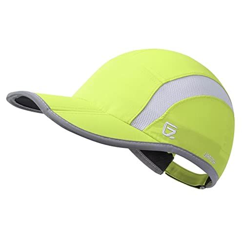 GADIEMKENSD Quick Dry Sports Hat Lightweight Breathable Soft Outdoor Run Cap (Folding Series,Bright Green) von GADIEMKENSD