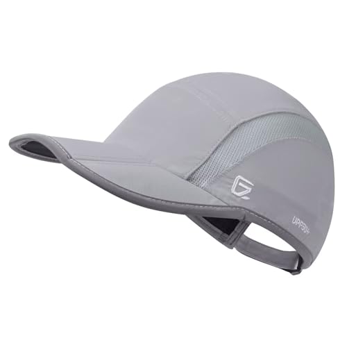 GADIEMKENSD UPF50+ Quick Dry Sports Hat Lightweight Breathable Soft Outdoor Running Cap (Folding Series, Light Grey) von GADIEMKENSD