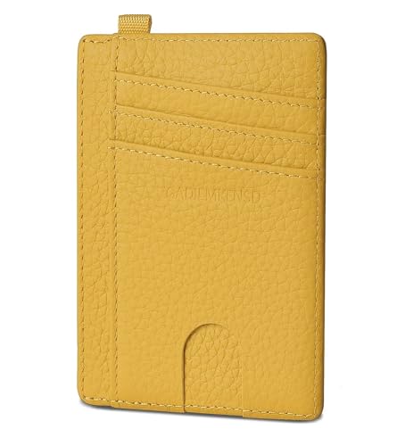 GADIEMKENSD Slim Wallet Minimalist Card Holder RFID Blocking Compact Purse Money Organisers with D-Loop for Lanyard Key Bus Pass Bank Cards for Men Women Business Travel Yellow von GADIEMKENSD