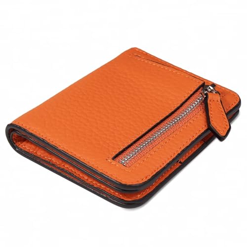 GADIEMKENSD Small Purses for Women RFID Blocking Bifold Soft Leather Wallet Credit Card Holders with Zip Mens Mini Coin Pocket Wallets Money Organisers Case for Travel Gift Minimalist Orange von GADIEMKENSD