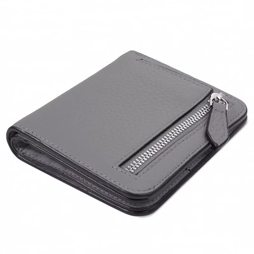 GADIEMKENSD Small Wallet Bifold RFID Credit Card Holder for Men Leather Coin Ladies Purse RFID Blocking Mini Compact Pocket Wallet with Zipper Card Cash Slots Ultra Slim Minimalist Deep Grey von GADIEMKENSD
