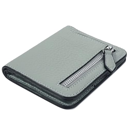GADIEMKENSD Small Wallet Bifold RFID Credit Card Holder for Men Leather Coin Ladies Purse RFID Blocking Mini Compact Pocket Wallet with Zipper Card Cash Slots Ultra Slim Minimalist Light Grey von GADIEMKENSD