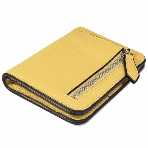 GADIEMKENSD Small Wallet Bifold RFID Credit Card Holder for Men Leather Coin Ladies Purse RFID Blocking Mini Compact Pocket Wallet with Zipper Card Cash Slots Ultra Slim Minimalist Yellow von GADIEMKENSD