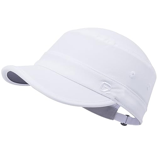GADIEMKENSD Stretch Army Cap Sport Military Style Sun Hat for Men Women Tripper Cap Summer Cooling Travel Hiking Tactical Cadet Hat Dad Hats Breathable Flat Top Short Bill Corps Hat White von GADIEMKENSD