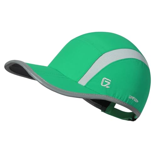 GADIEMKENSD UPF50+ Quick Dry Sports Hat Lightweight Breathable Reflective Outdoor Running Cap (Folding Series, Grass Green) von GADIEMKENSD