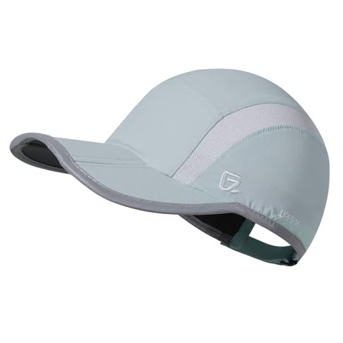 GADIEMKENSD UPF50+ Quick Dry Sports Hat Lightweight Breathable Reflective Outdoor Running Cap (Folding Series, Grey Blue) von GADIEMKENSD